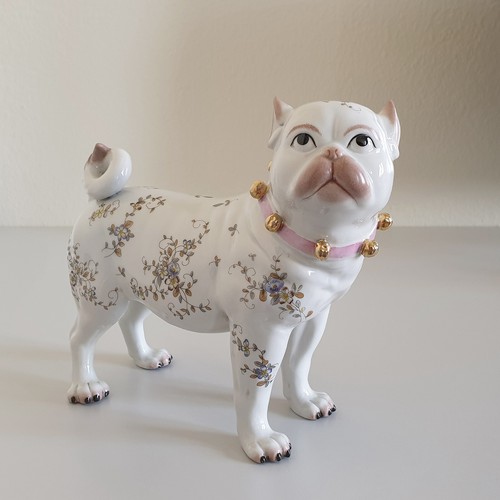 Antiker porzellan hund mops - hund,