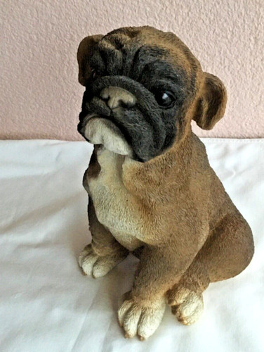 Mops dekofigur sitzend - dekofigur, braun