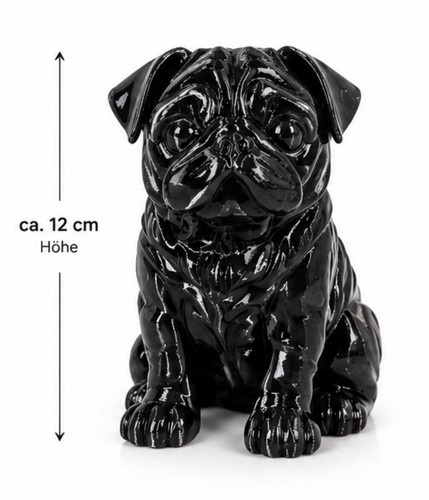 Glänzende schwarze mops figur - glänzende,