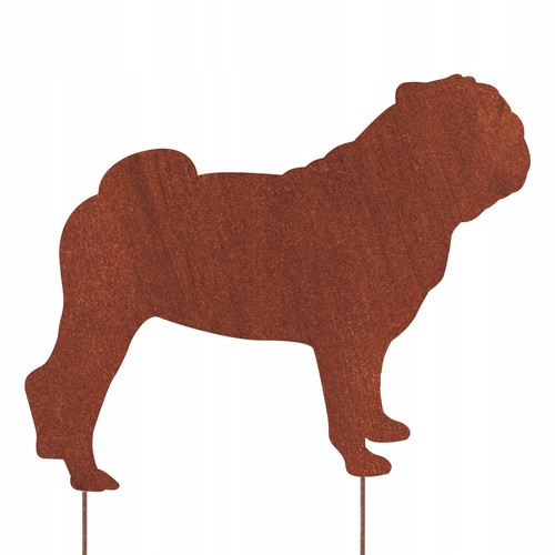 Mops hund figur - corten, garten
