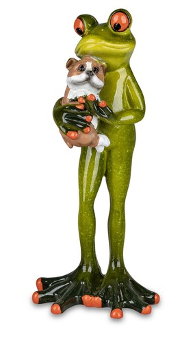 Deko frosch mann mit hund - mann,