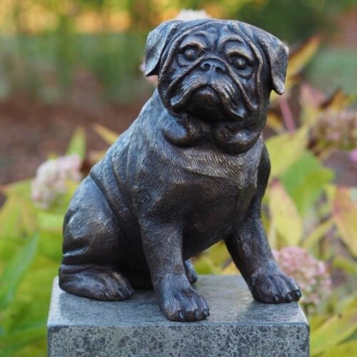 Bronzefigur kleiner mops - kleiner,