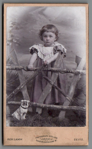Cdv foto mädchen mit mops - mädchen,