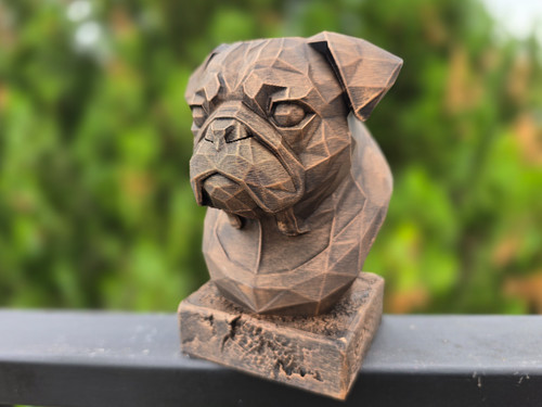 Mops low poly - low, büste