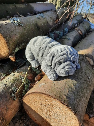 Steinfigur mops liegend - steinfigur,