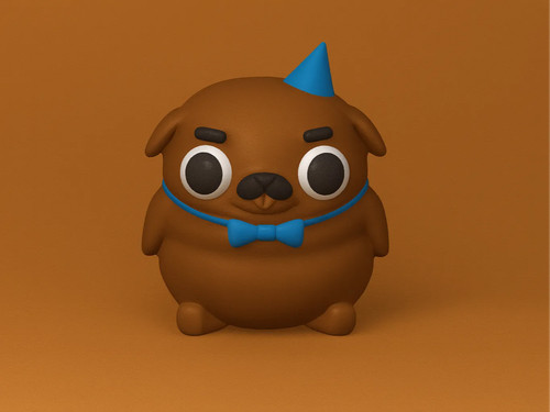 Party mops figur - deko, schwarz