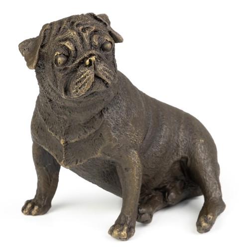 Bronzefigur mops sitzend - mops,