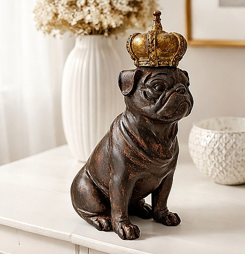 Dekofigur hund mops krone - hund,